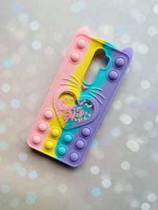 Чохол Поп-Іт Pop It для Xiaomi Redmi Note 8 Pro Котик з сердечком Рожево-фіол.