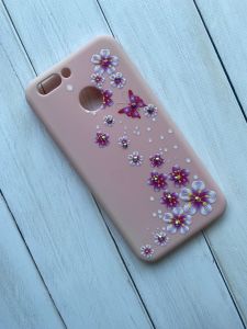 Силіконовий чохол з малюнком та камінням для Huawei Nova 2 Квіти і метелики