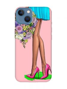 Матовий рожевий чохол на Apple iPhone 13 :: Квітковий настрій (принт 226)