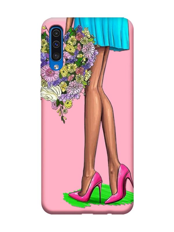 Матовий рожевий чохол на Samsung Galaxy A50 (2019) A505 :: Квітковий настрій (принт 226)