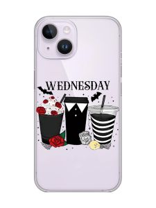 Прозорий чохол із захистом камери на iPhone 14 Коктейлі. Венздей (принт 216)