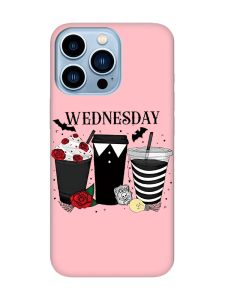 Матовий рожевий чохол на Apple iPhone 13 Pro Max Коктейлі. Венздей (принт 216)