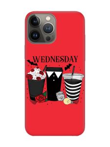 Матовий червоний чохол на Apple iPhone 13 Pro Коктейлі. Венздей (принт 216)