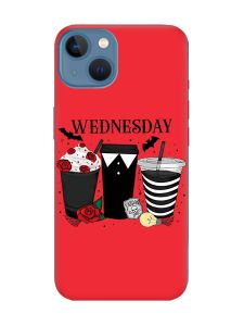 Матовий червоний чохол на Apple iPhone 13 Коктейлі. Венздей (принт 216)
