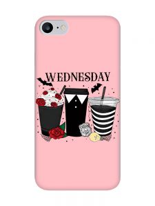 Матовий рожевий чохол на iPhone 7 / 8 Коктейлі. Венздей (принт 216)