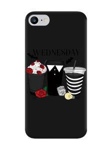 Матовий чорний чохол на iPhone 7 / 8 Коктейлі. Венздей (принт 216)