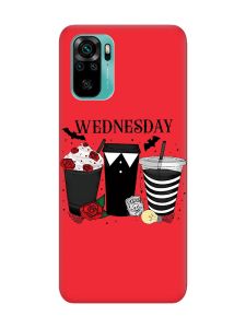 Матовий червоний чохол на Xiaomi Redmi Note 10 / Note 10s Коктейлі. Венздей (принт 216)