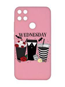 Матовий рожевий чохол на Xiaomi Redmi 10C Коктейлі. Венздей (принт 216)