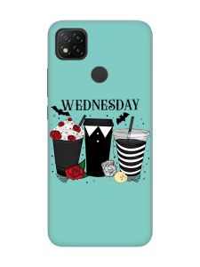 Матовий бірюзовий чохол на Xiaomi Redmi 9C / 10A Коктейлі. Венздей (принт 216)