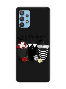 Матовий чорний чохол на Samsung Galaxy A32 Коктейлі. Венздей (принт 216)