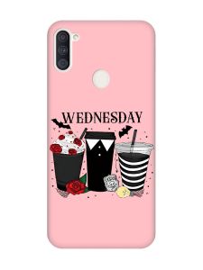 Матовий рожевий чохол на Samsung Galaxy A11 Коктейлі. Венздей (принт 216)