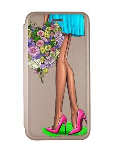 Чохол-книжка з малюнком для Samsung Galaxy A51 (A515) Золотий; Квітковий настрій (принт 226)