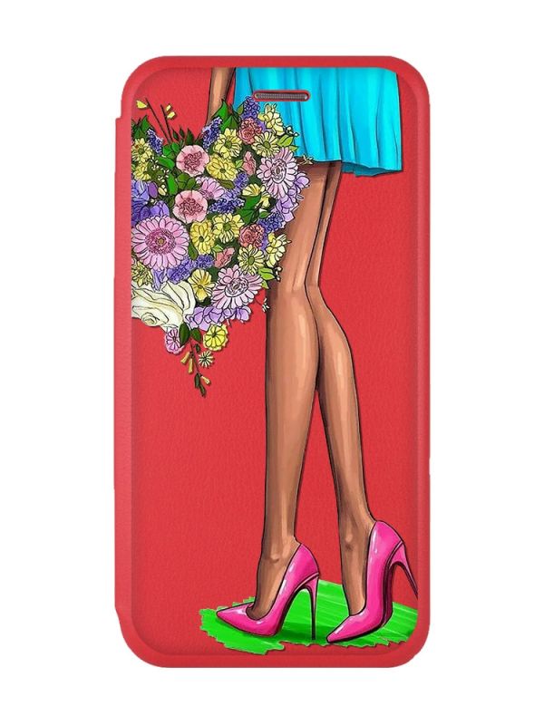 Чохол-книжка з малюнком для Xiaomi Redmi 8A Червоний; Квітковий настрій (принт 226)