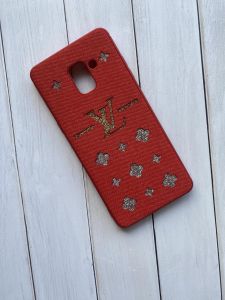 Силіконовий чохол із тканинною обшивкою для Samsung Galaxy A8 Plus 2018 A730 Луї Віттон червоний