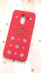Силіконовий чохол з тканинною обшивкою для Samsung Galaxy А6 Plus Луї Віттон червоний