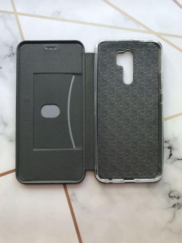 Чохол-книжка з малюнком для Xiaomi Redmi 9 Чорний; Стрічка Україна (принт 253)