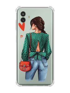 Чохол з потовщеними кутами на Samsung Galaxy M13 5G Дівчина в зеленому (принт 224)