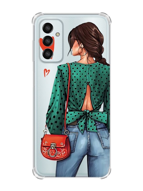 Чохол із потовщеними кутами на Samsung Galaxy M13 4G Дівчина в зеленому (принт 224)