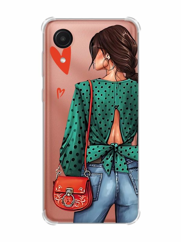Чохол з потовщеними кутами на Samsung Galaxy A03 Core/A032 Дівчина в зеленому (принт 224)