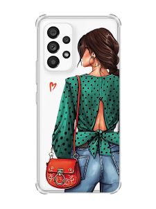 Чохол з потовщеними кутами на Samsung Galaxy A53 Дівчина в зеленому (принт 224)