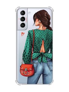 Чохол з потовщеними кутами на Samsung Galaxy S21 (G991) Дівчина в зеленому (принт 224)