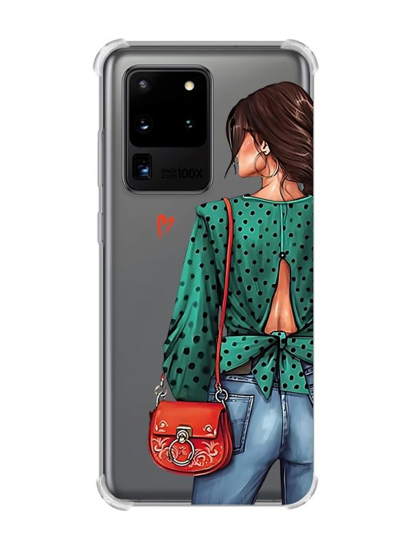 Чохол з потовщеними кутами на Samsung Galaxy S20 Ultra Дівчина в зеленому (принт 224)