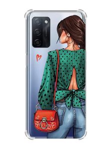 Чохол з потовщеними кутами на Oppo A55 Дівчина в зеленому (принт 224)