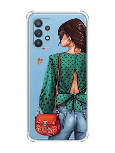 Чохол з потовщеними кутами на Samsung Galaxy A32 Дівчина в зеленому (принт 224)