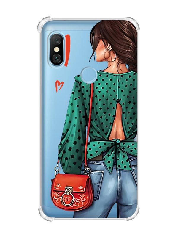 Чохол з потовщеними кутами на Xiaomi Redmi Note 6 Pro Дівчина в зеленому (принт 224)