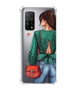 Чохол з потовщеними кутами для Xiaomi Mi 10T/Mi 10T Pro Дівчина в зеленому (принт 224)