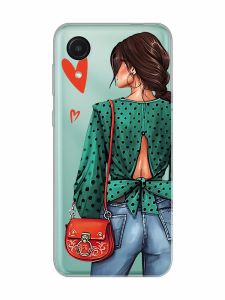 Прозорий чохол на Samsung Galaxy A03 Core / A032 Дівчина в зеленому (принт 224)