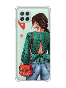 Чохол з потовщеними кутами на Samsung Galaxy A22 4G/M32/M22 Дівчина в зеленому (принт 224)