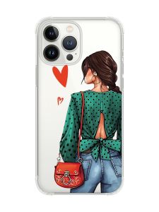 Чохол із потовщеними кутами на iPhone 14 Pro Max Дівчина в зеленому (принт 224)