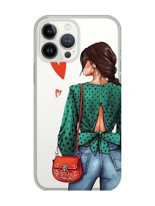 Прозорий чохол із захистом камери на iPhone 14 Pro Max Дівчина в зеленому (принт 224)