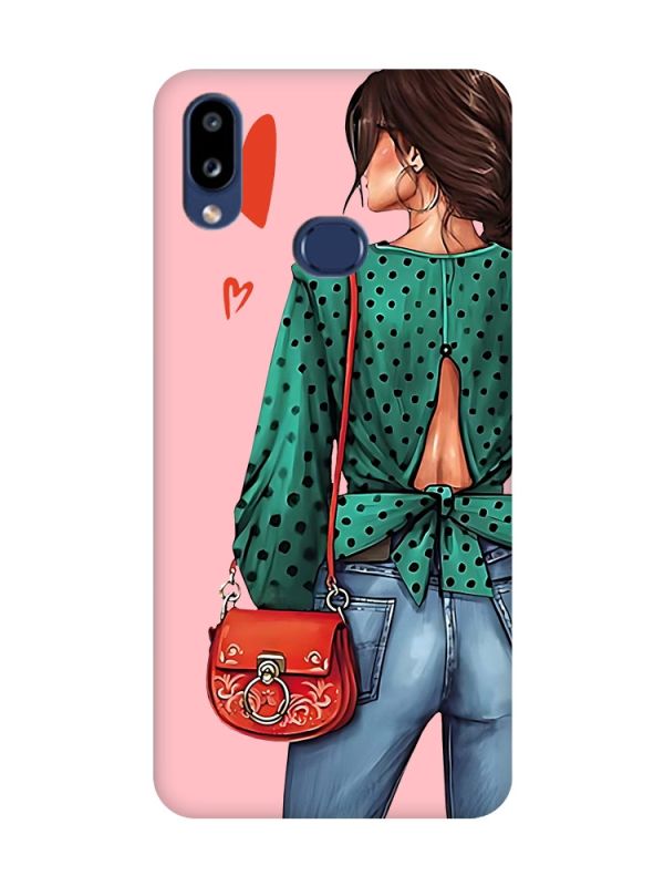 Матовий рожевий чохол на Samsung Galaxy A10ѕ A107 Дівчина в зеленому (принт 224)