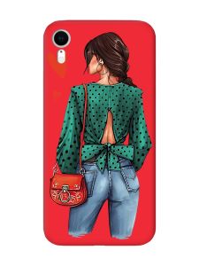 Матовий червоний чохол на Apple iPhone XR Дівчина в зеленому (принт 224)