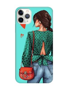 Матовий бірюзовий чохол на iPhone 11 Pro Max (6.5) Дівчина в зеленому (принт 224)