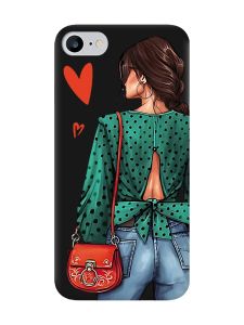Матовий чорний чохол на iPhone 7 / 8 Дівчина в зеленому (принт 224)