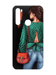 Матовий чорний чохол на Xiaomi Redmi Note 8 Дівчина в зеленому (принт 224)