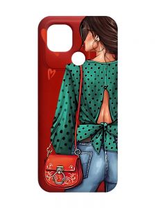 Матовий червоний чохол на Xiaomi Redmi 10C Дівчина в зеленому (принт 224)