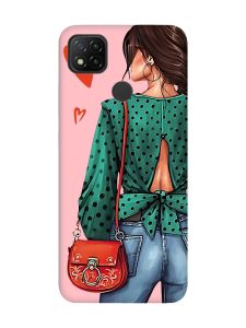 Матовий рожевий чохол на Xiaomi Redmi 9C / 10A Дівчина в зеленому (принт 224)