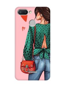 Матовий рожевий чохол на Xiaomi Redmi 6 Дівчина в зеленому (принт 224)