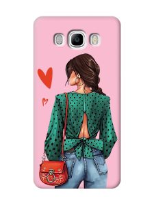 Матовий рожевий чохол на Samsung Galaxy J7(2016) J710 Дівчина в зеленому (принт 224)