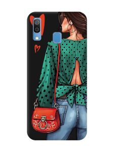 Матовий чорний чохол на Samsung Galaxy A30 (2019) / A20 (2019) Дівчина в зеленому (принт 224)