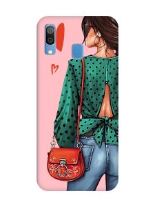 Матовий рожевий чохол на Samsung Galaxy A30 (2019) / A20 (2019) Дівчина в зеленому (принт 224)