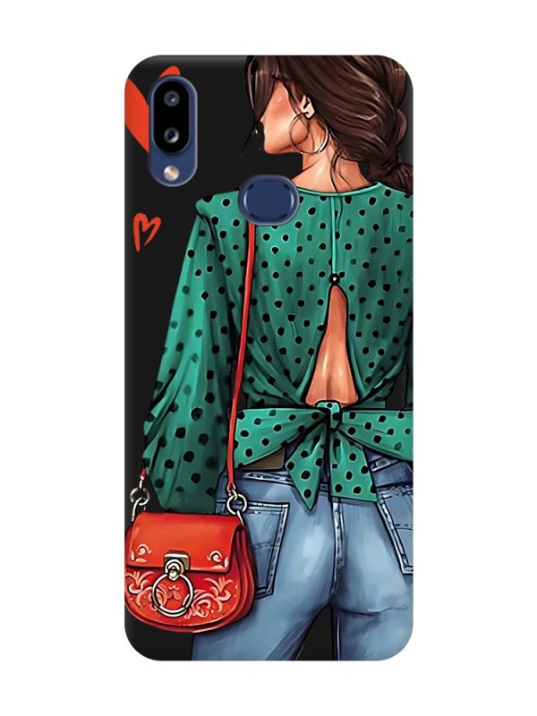 Матовий чорний чохол на Samsung Galaxy A10ѕ A107 Дівчина в зеленому (принт 224)