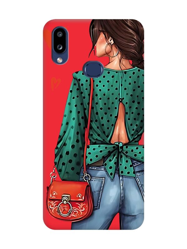 Матовий червоний чохол на Samsung Galaxy A10ѕ A107 Дівчина в зеленому (принт 224)