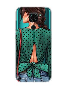Прозорий чохол на Xiaomi Redmi Note 9 Дівчина в зеленому (принт 224)