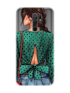 Прозорий чохол на Xiaomi Redmi 9 Дівчина в зеленому (принт 224)