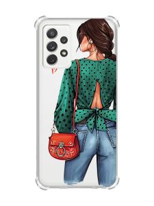 Чохол з потовщеними кутами на Samsung Galaxy A72 Дівчина в зеленому (принт 224)